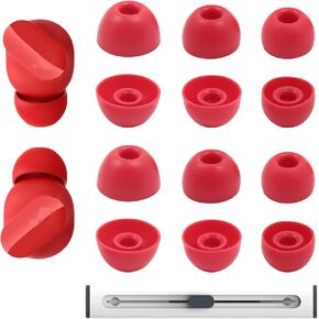 Replacement Silicone Ear Tips for Beats Studio Buds/Fit Pro/Studio Buds+, 6 Pairs Earbuds Eartips L/M/S, Eargels Set with Cleaning Pen, Earplug Ear Cap Replacement-Red