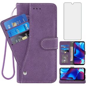 Asuwish Compatible with Motorola Moto G Pure 2021 6.5 inch Wallet Case and Tempered Glass Screen Protector Flip Credit Card Holder Cell Accessories Phone Cover for MotoGPure GPure 5G XT2163DL Black