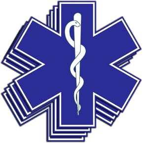 Pack 4PCS Star of Life Sticker Blue Medical Paramedic Ambulance Waterproof Vinyl Decals Decor Water Bottle Laptop Phone Car Truck Hard Hat Helmet Gifts for EMS EMT Nurse Doctor