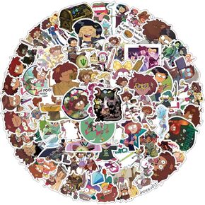 64Pcs Amphibia Stickers Pack, Aesthetic Vinyl Waterproof Sticker Decal for Water Bottle,Laptop,Phone,Skateboard,Scrapbooking for Kids Teens Adults for Party Supply Decor