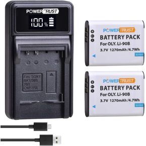2Pack LI-90B Battery and Charger for Olympus Tough TG-1 iHS TG-2 iHS TG-3 TG-4 SH50 iHS SH60 Batteries
