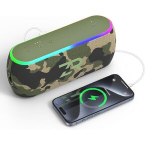 Bluetooth Speaker, Portable Wireless Speakers with Hooks, 40W Deep Bass EQ, IPX6 Waterproof, Bluetooth 5.3 TWS, RGB Lights, 15H Playtime, Built-in Battery for Outdoor Beach Party Gift(Blue)