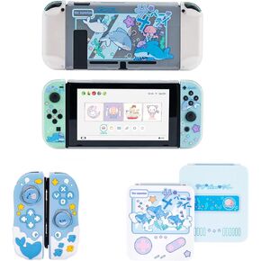 GeekShare Switch Protective Case,Joy Con Controller Covers and Game Card Case Compatible with Nintendo Switch-Shark Shark