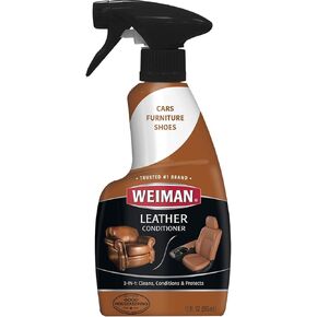 Weiman Leather Cleaner and Conditioner for Furniture - 12 Ounce - 2 Pack - Ultra Violet Protection Help Prevent Cracking or Fading of Leather Couches, Car Seats, Shoes, Purses