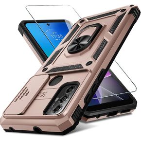 Janmitta Compatible with Moto Razr 2024/Razr+ Plus 2024 Case with Lanyard+Hinge Protection+Finger Ring Holder Kickstand,Dual-Layer Full Body Protective Shockproof Phone Cover,Black