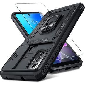 Janmitta متوافق مع Moto Razr 2024/Razr+ Plus 2024 مع حبل + حماية المفصلات + حامل حلقة الإصبع، غطاء هاتف مقاوم للصدمات بطبقة مزدوجة، أسود in Kuwait