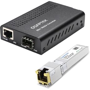 10g Mini Media Coverter ، 10 جيجابت ألياف إلى محول وسائط UTP النحاسي 10 جيجابايت مع 10 جيجابايت SFP+ RJ45 ، 10GBASE-T SFP+ وحدة Ethernet