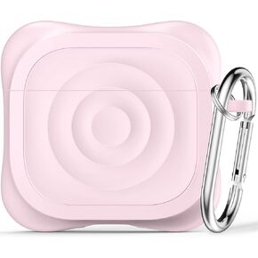 RFUNGUANGO for AirPods 4 Protective Case 2024 with Cleaning Kit, Soft and Comfortable Silicone Material, New Creative Design Appearance, AirPod 4 Protective Case Accessory with Keychain - Pink