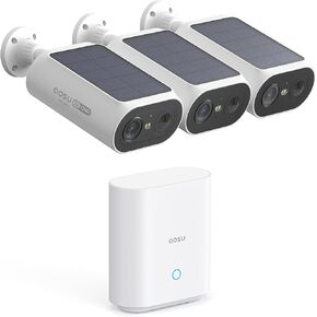 AOSU Solar Security Cameras Wireless Outdoor, 2Mins DIY Installation, No Subscription Cameras for Home Security System, 2K Color Night Vision Spotlight Camera, Local Storage, 5G& 2.4G WiFi, 3 Cam-kit