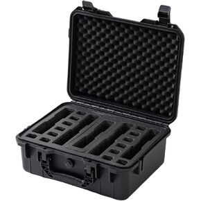 5 Case Pistol & 14 Magazine Case TSA المعتمدة من مسدس القشرة الصلبة مقاومة للماء مع إدراج قابلة للتخصيص قبل الرغوة - مسدس السفر لحالة السلاح 9 ملم