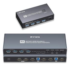 8K DP KVM Switch Displayport 1 Monitors 2 Computers, HDMI Matrix KVM 2x2 Dual Monitor, HDMI KVM Switch 2 Monitors 2 Computers