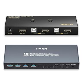 HDMI Matrix KVM 2x2 Dual Monitor, KVM Switch 1 Monitors 2 Computers HDMI