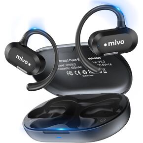 mivo Open Ear Headphones- Wireless Open Ear Earbuds, Lightweight & Soft Fit-Long Lasting Comfort, 16.2mm Audio Driver, ENC Noise Cancelling, IPX7 Waterproof Sweat Resistant