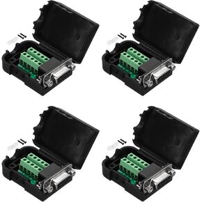 MECCANIXITY DB9 Breakout Connector, RS232 Serial Adapter Solderless Module Board with case 9 Pin 2 Row Female Port Solderless Terminal Block Adapter Pack of 4 with Nuts