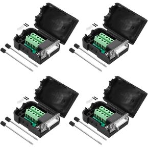 MECCANIXITY DB9 Breakout Connector, RS232 Serial Adapter Solderless Module Board with case 9 Pin 2 Row Female Port Solderless Terminal Block Adapter 4 Pack