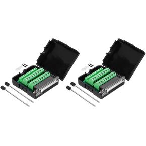 MECCANIXITY DB9 Breakout Connector, RS232 Serial Adapter Solderless Module Board with case 25 Pin 2 Row Female Port Solderless Terminal Block Adapter Pack of 2