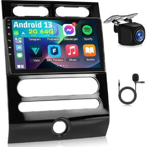2+64G Wireless Carplay Android Car Stereo for Ford Expedition 2007-2014 - 9 Inch Android Auto Touchscreen Radio with WiFi, GPS Navigation, Equalizer, SWC, Mirror Link + AHD Backup Camera