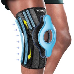 Fit Geno Knee Brace for Meniscus Tear: Adjustable Knee Support with Side Stabilizers & Patella Gel Pads for Knee Pain Relief - M/L