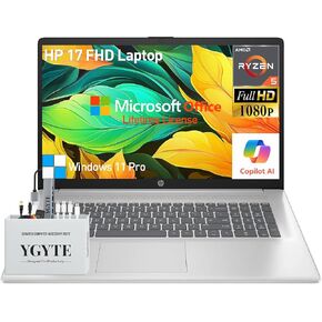 HP 2025 17 Inch Laptop Computer, 17.3 IPS FHD Business Laptop PC, AMD Ryzen 5 6-Core, 40GB RAM 1.5TB Storage (1TB SSD+512GB Docking Set), Windows 11 Pro Lifetime Office, 10-Key Number Pad