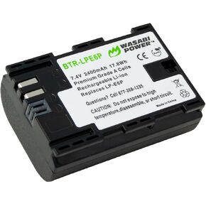 Wasabi Power Battery for Canon LP-E6P and Canon EOS R5 Mark II, EOS 5D II/III/IV, 5DS R, 6D Mark II, 7D Mark II, 70D, 80D, 90D, R, R5, R5C, R6, Ra, XC10, XC15, BMPCC 4K & 6K