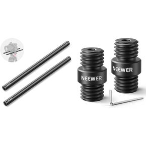 NEEWER 15mm Rod (12"/30cm Long, 2 Pack), Aluminum Alloy Extendable 15mm Extension Rods for 15mm LWS Rod Rail System Shoulder Rig, 15mm Rod Connector 2 Pack Included