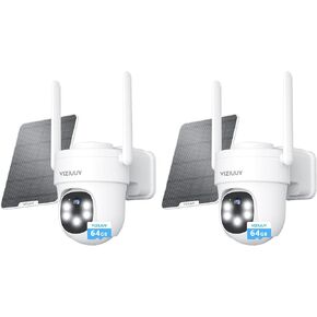 AOV Security Camera, 2K Continuous Recording Security Cameras Wireless Outdoor with 64GB SD Card 2 Pack