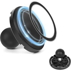 Magnetic Phone Mount Base with 25.4mm Ball Head,Aluminum Alloy &1/4" Screw Holes Cell Phone Holder Car Mount Compatible with Double Socket Arm,Fit for iPhone 13 12 or 0ther Smartphone,JC007