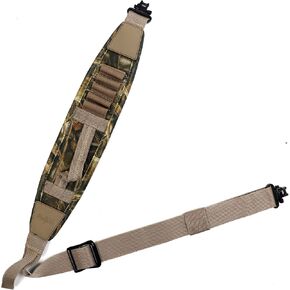 HUNTPAL 2-Point Gun Sling for Shotgun/Rifle, Quick-Adjust Strap with 3/5 Shell Holders, Quick-Grab Handle, Metal Swivels, Neoprene Padding, 1.25" Wide Anti-Slip Nylon Webbing