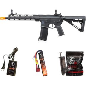 Lancer Tactical Gen 3 Programmable Trigger Hellion MLOCK 10" Delta Stock Lightweight Durable Polymer M4 Airsoft AEG w/Lipo Battery & Charger (ETU & MOSFET Included)