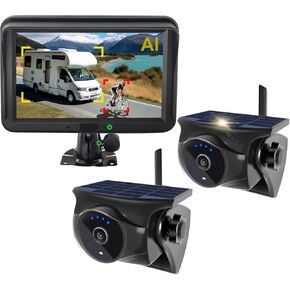 1080P Solar Wireless Backup Camera - Magnetic Hitch Rear Front Camera with Night Vision, 365-Day Standby, Waterproof, Rechargeable Battery for Horse Trailer RV Truck Car for Phone Pad Android