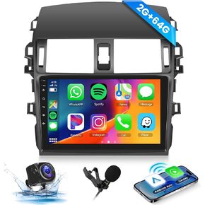 [4G+64G] Android Car Stereo for Toyota Corolla 2009-2013 Radio with Wireless Carplay Android Auto Mirror Link, Hodozzy 9 inch Touch Screen with GPS, Mirror Link, Bluetooth, WiFi, 32EQ, FM/RDS Radio