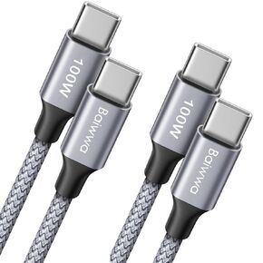 100W USBC to USBC Cable [10FT 2-Pack], Long USB C Fast Charging Cable Braided C to C Charger Cord 5A for Samsung Galaxy S25+ S25 Ultra S25, iPhone 16 15 Pro Max Plus, MacBook Pro/Air M3, iPad Pro/Air