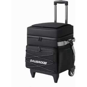 Rolling Cooler with Wheels, 45Cans/30L Heavy Duty Leakproof Soft-Sided Ice Chest, Double Deck & Enhanced Stability Wheeled Coolbag, Insulated Travel Cooler for Camping,Grocery, Beach,Outdoor
