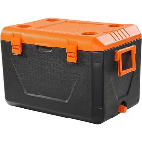 VEVOR Portable Cooler, 63 QT Hard Cooler with Ice Retention, Heavy-Duty Handles and Cup Holder, Lightweight Rigid Material Insulated Portable Cooler, Suitable for Family Picnics and Long Trips