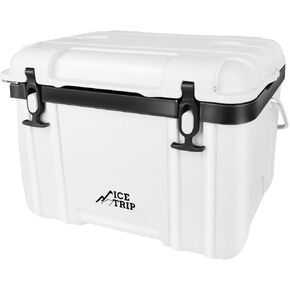 26 QUART Ultra Light معزولة Rotomolded Hard Booder ، صندوق غداء على الصدر الجليدي المحمولة للشراب ، للتخييم ، والسفر ، والخارجية ، وبرودة الاستخدام اليومي المتميز ، والاحتفاظ البارد لمدة 5 أيام