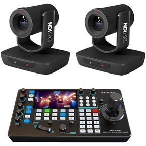AVKANS LV20N AI Tracking NDI PTZ Camera Bundle Kits - 2X NDI Cameras with 1 Pro IP PTZ Camera Joystick Controller for Multi Cameras Live Streaming