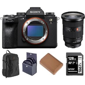 Sony Alpha 1 Mirrorless Camera, Bundle with FE 24-70mm f/2.8 GM II Lens, Alpine 200 Backpack, 128GB UHS-II SDXC Memory Card, Extra Battery, 82mm Filter Kit