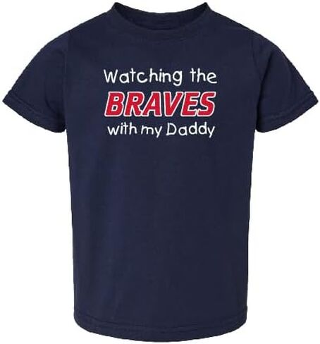 Curiositees Watching the Braves with My Daddy Baby Boy's Bodysuit Outfit - Navy in Kuwait