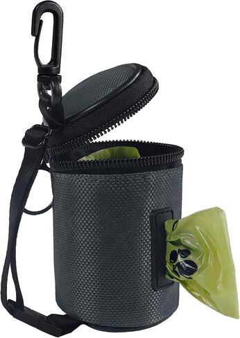 Aosbos Dog Poop Bag Holder for Leash, Dog Waste Bag Dispenser, Small Zipper Pouch with Adjustable Strap, Doggie Walking Accessories Outdoor, Black in Saudi Arabia