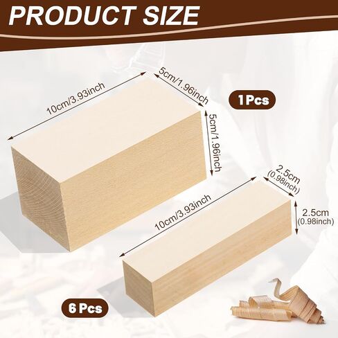24Pcs Basswood Carving Blocks,2 Sizes Whittling Wood Basswood Blocks Wood Carving Blocks Bass Wood for Wood Carving for Beginners Kids and Adults in Saudi Arabia