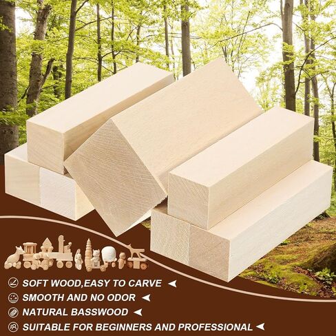 24Pcs Basswood Carving Blocks,2 Sizes Whittling Wood Basswood Blocks Wood Carving Blocks Bass Wood for Wood Carving for Beginners Kids and Adults in Saudi Arabia