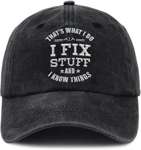 That's What I Do I Fix Stuff and I Know Things Hat for Men, Adjustable Embroidered Cotton Papa Baseball Cap in Kuwait