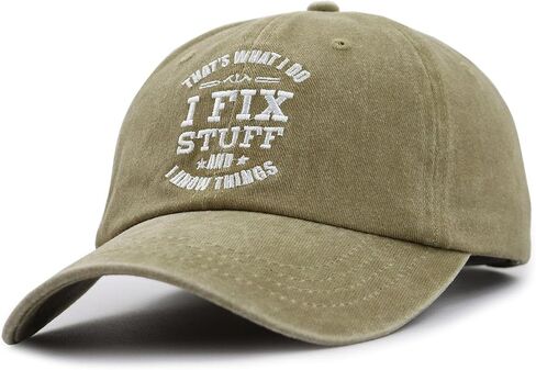 That's What I Do I Fix Stuff and I Know Things Hat for Men, Adjustable Embroidered Cotton Papa Baseball Cap in Kuwait