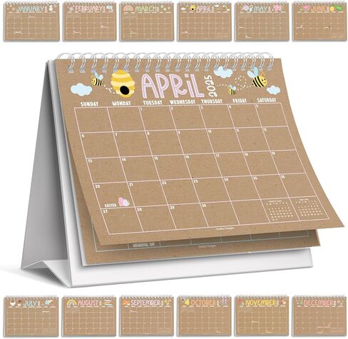 Small Desk Calendar 2025 – 18-Month Standing Flip Calendar for Desk, Compact Floral Desk Calendar 2025-2026, Mini Flip Desk Calendar for Office and Home in Saudi Arabia