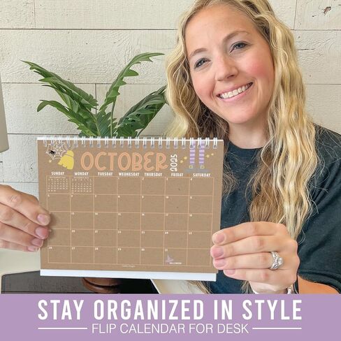 Small Desk Calendar 2025 – 18-Month Standing Flip Calendar for Desk, Compact Floral Desk Calendar 2025-2026, Mini Flip Desk Calendar for Office and Home in Saudi Arabia
