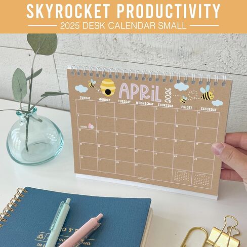 Small Desk Calendar 2025 – 18-Month Standing Flip Calendar for Desk, Compact Floral Desk Calendar 2025-2026, Mini Flip Desk Calendar for Office and Home in Saudi Arabia