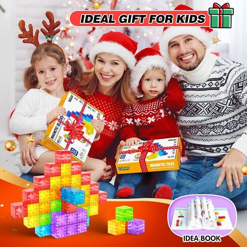 Magnetic Blocks - 32pcs Translucent Magnetic Building Blocks for Toddlers 1-3, STEM Rainbow Magnetic Cubes for Kids Ages 2-4, Magnet Toys for Kids 3-5, Christmas Birthday Gifts for Girls & Boys in Saudi Arabia