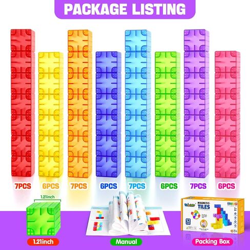 Magnetic Blocks - 32pcs Translucent Magnetic Building Blocks for Toddlers 1-3, STEM Rainbow Magnetic Cubes for Kids Ages 2-4, Magnet Toys for Kids 3-5, Christmas Birthday Gifts for Girls & Boys in Saudi Arabia