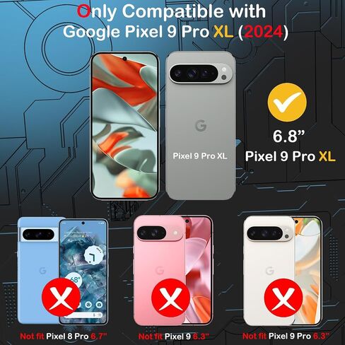 حافظة لهاتف Google Pixel 9 Pro XL مع واقي شاشة عالي الدقة وشديد التحمل لكامل الجسم ومقاوم للصدمات من الدرجة العسكرية (أخضر نعناعي) in Saudi Arabia