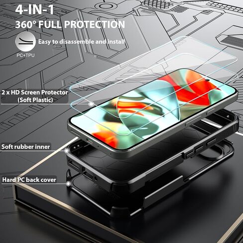 حافظة لهاتف Google Pixel 9 Pro XL مع واقي شاشة عالي الدقة وشديد التحمل لكامل الجسم ومقاوم للصدمات من الدرجة العسكرية (أخضر نعناعي) in Saudi Arabia